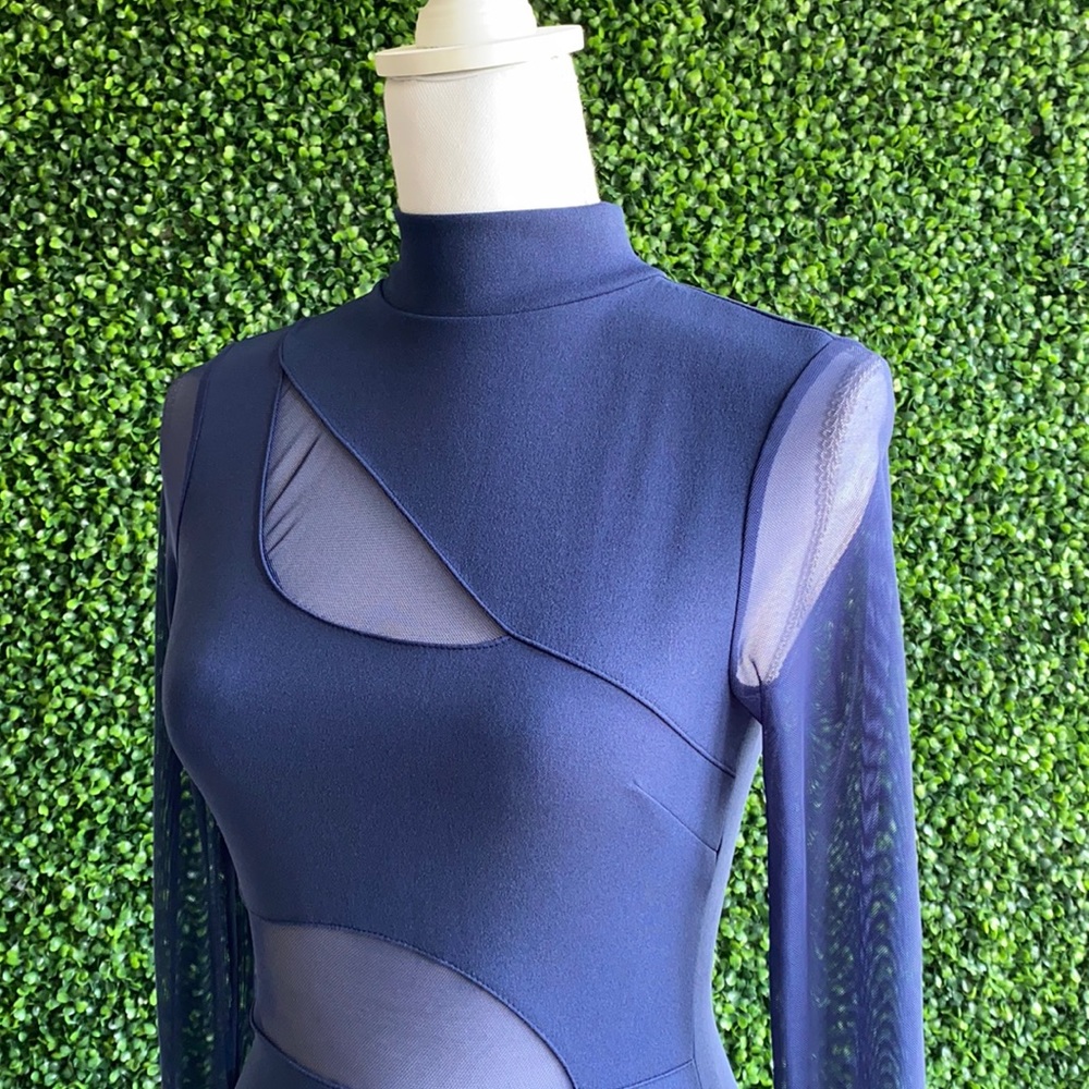 Fallen Angel Mesh Midi Dress - Navy